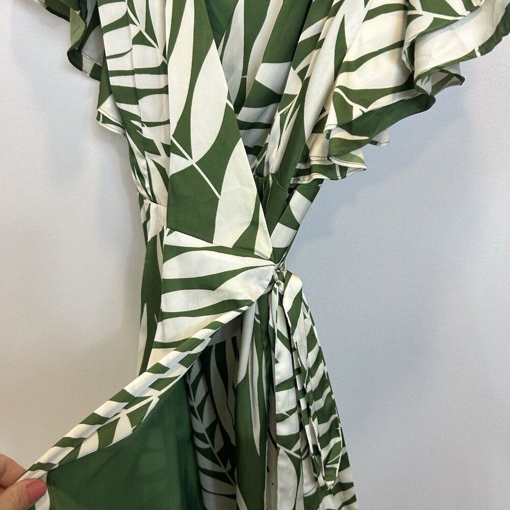 Anthropologie Hutch Palms Wrap Maxi Dress, Green And Cream, US Size 1X Flowy - Picture 7 of 12